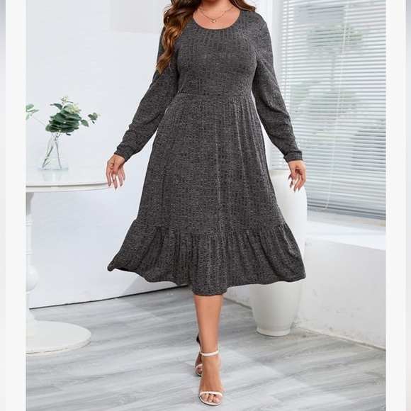 Shopwonder Dresses & Skirts - ShopWonder Ribbed Knit Sweater Stretchy Comfy Dress with Pocket Sz 3XL